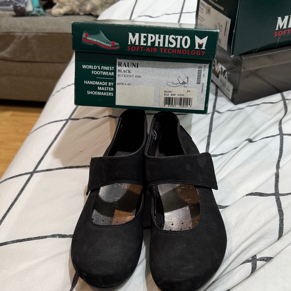 Mephisto Black Suede Mary Jane Shoes